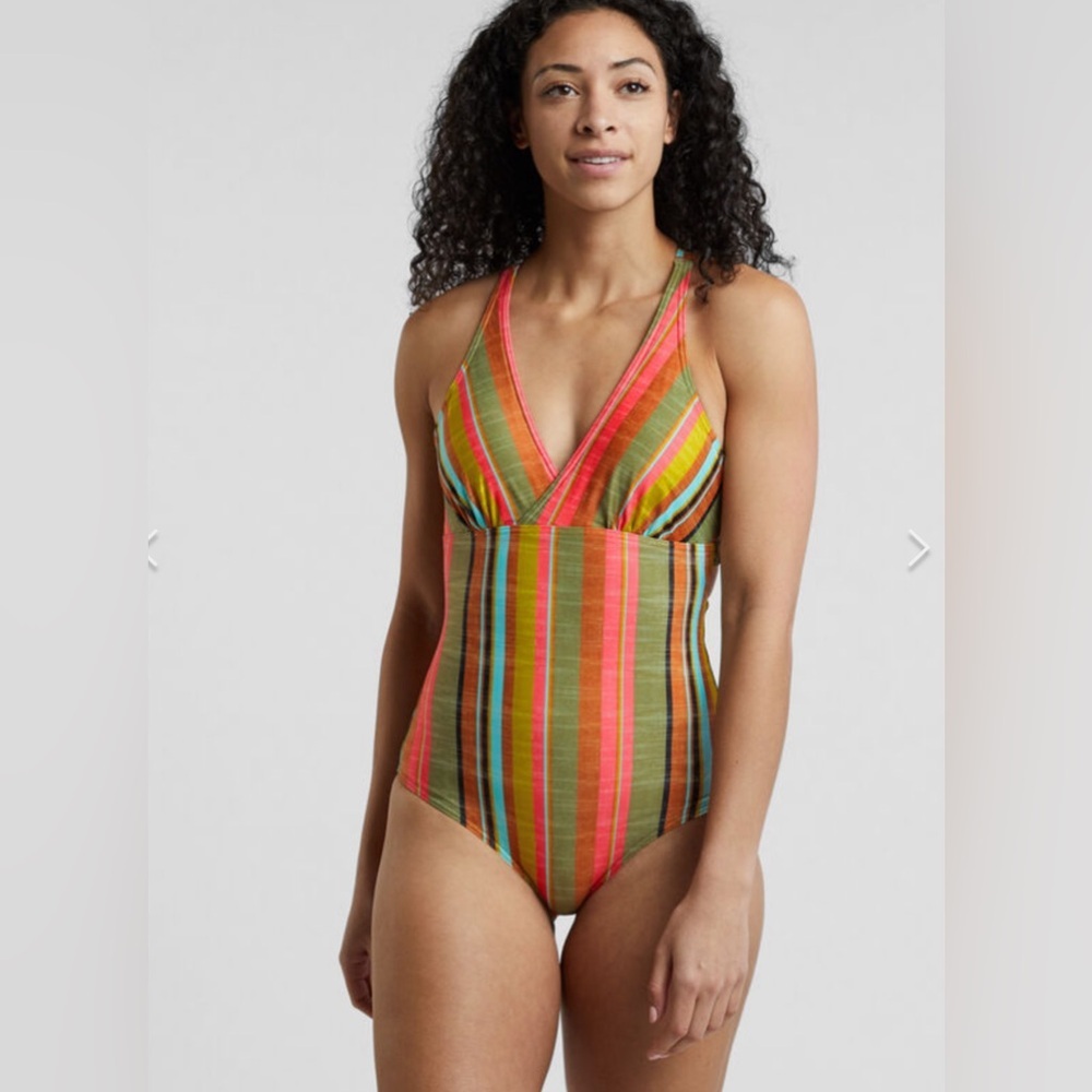 Prana Fergusen One Piece Swimsuit - Cacti Soleil Stripe size large